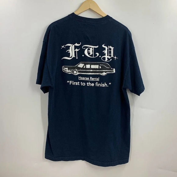 FTP Men's Hearse Rental First To Finish Crew Neck Short Sleeve Cotton Tee SZ XL‎